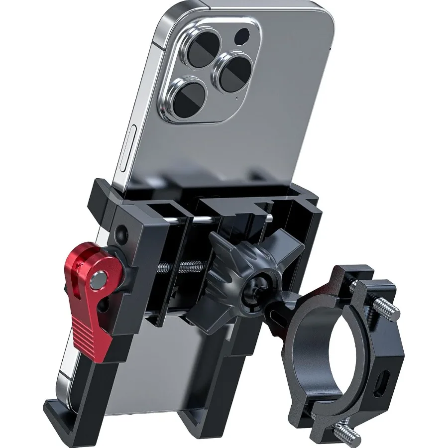 

Aluminum Bike Phone Mount Holder [2024 Upgrade] Motorcycle Phone Mount [1s Lock] Handlebar Mounted Cell Phone Holder 360
