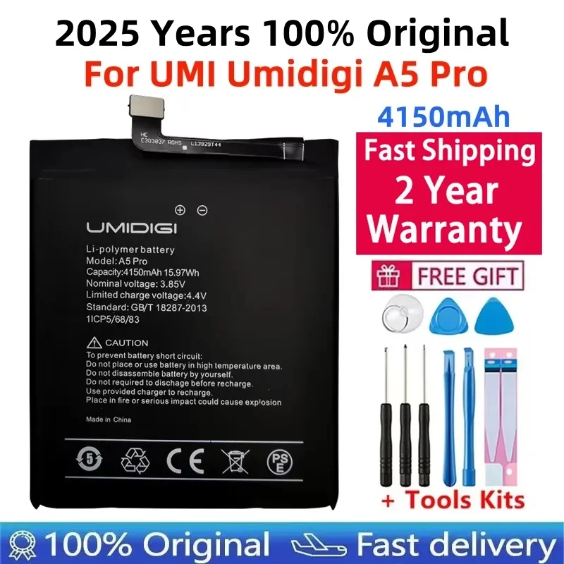 

2024 Years 100% Original High Quality 4150mAh Replacement Battery For UMI Umidigi A5 Pro A5Pro Cell Phone Batteries Bateria