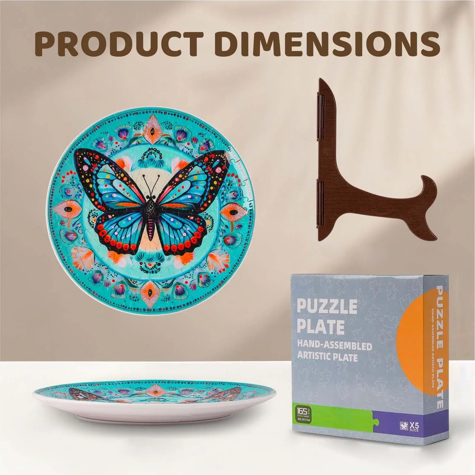 3D Puzzle Decorative Plate with Display Stand Jigsaw Puzzle Model Home Decor Birthday Gift Tabletop Wall Art