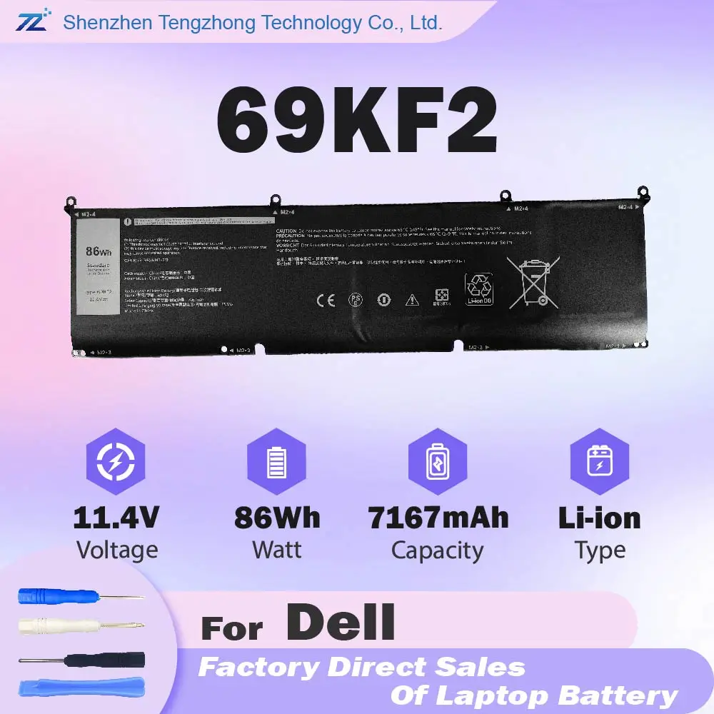 69KF2 Laptop Battery for Dell M15 R3 R4 R5 R6 R7 M17 R3 R4 XPS 15 9500 9510 9520 G7 15 7500 G15 5510 5515 5520 Precision 5550