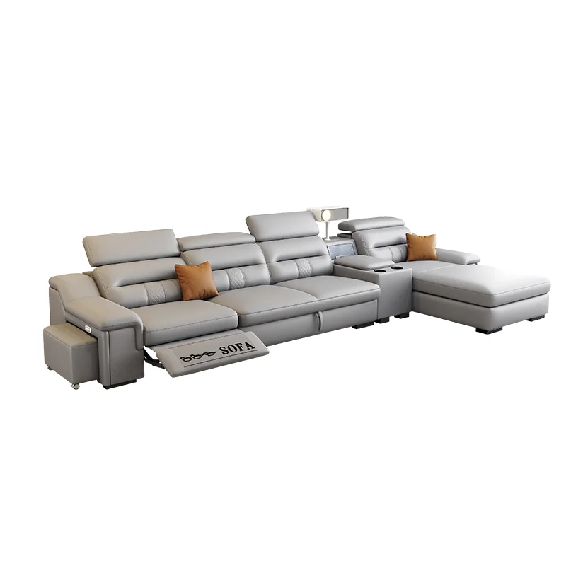 

#Italian Luxury Smart Sofa Trundle Bed Multifunctional Electric Telescopic USB Charging Sponge Combination Sofa Bed for