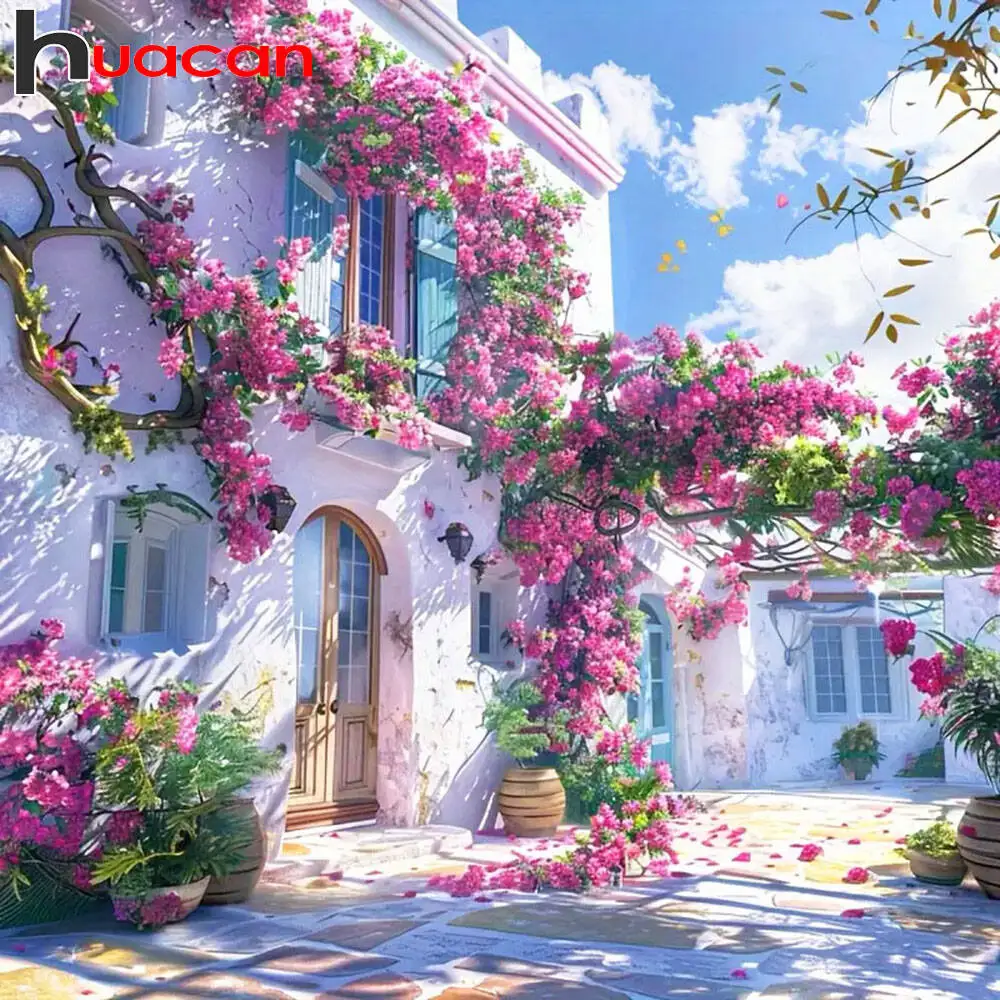Huacan 5D Diamant Malerei Haus Garten Diamant Mosaik Landschaft Komplettset Strass Bilder