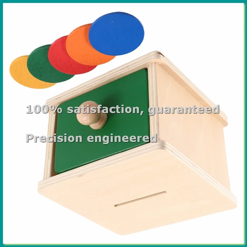 Kids Wooden Coin Box Drawer Game Colorful Wooden Throwing Coin Drawer Box Skills Trainin Early Education Toy-ANKL