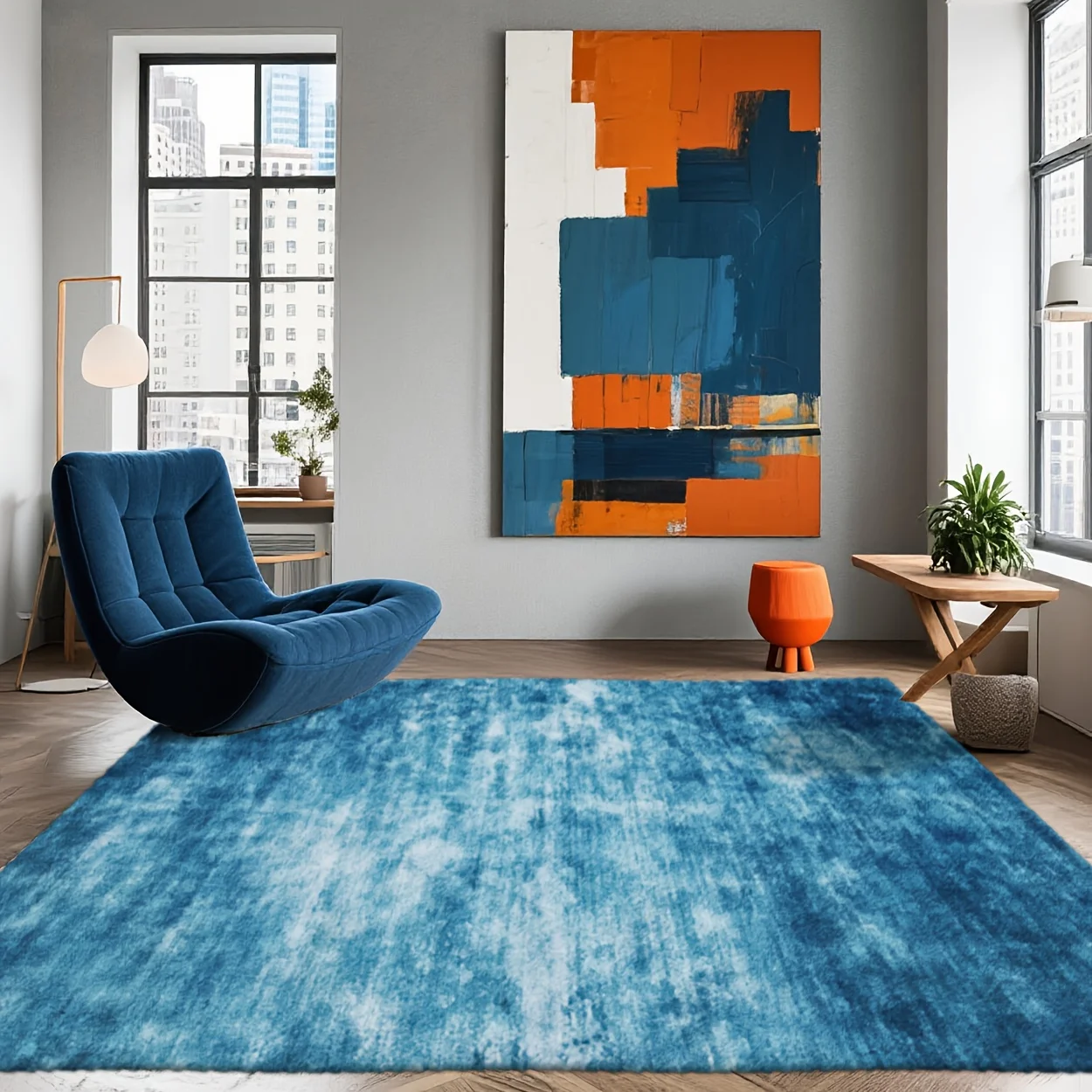 Blue Tie Dye Rug Soft Floor Mat For Living Room Bedroom Sofa Home Decoration Carpet Washable Non-Slip