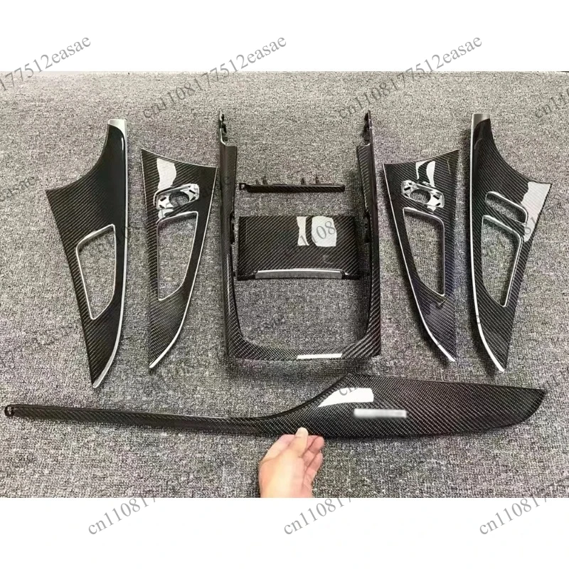 8Pcs Carbon Fiber Center Console Interior Trim Panel, Interior Upgrade Kit Fit Audi A6 S6 RS6 C7 2012-2018