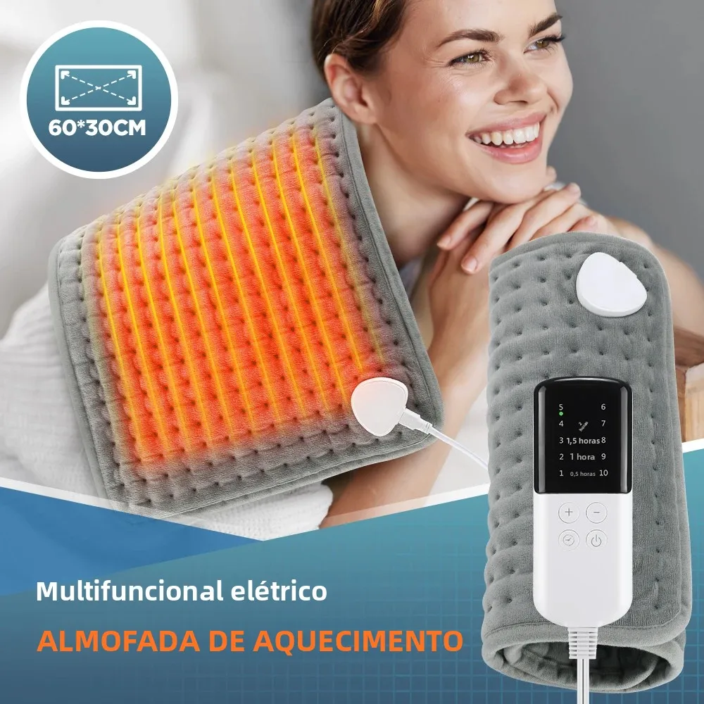 Tapete de aquecimento elétrico com 10 níveis de temperatura constante, 4 modos de temporizador, aquecimento corporal, tapete térmico para abdômen, mão, tapete térmico