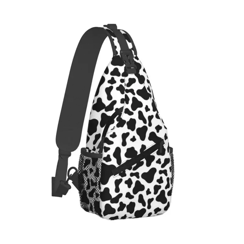 Custom Cow Print Crossbody Sling Backpack Men Anima Skin Texture Chest Shoulder Bag for Traveling Daypack