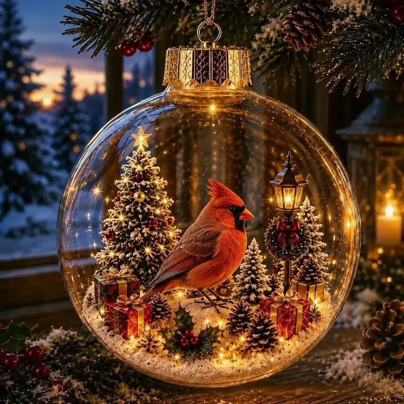 1pcs 2026 Luminous Gold Powder Crystal Ball Santa Claus Snowman Elk DIY Christmas Story Decor Tabletop Gift Decoration