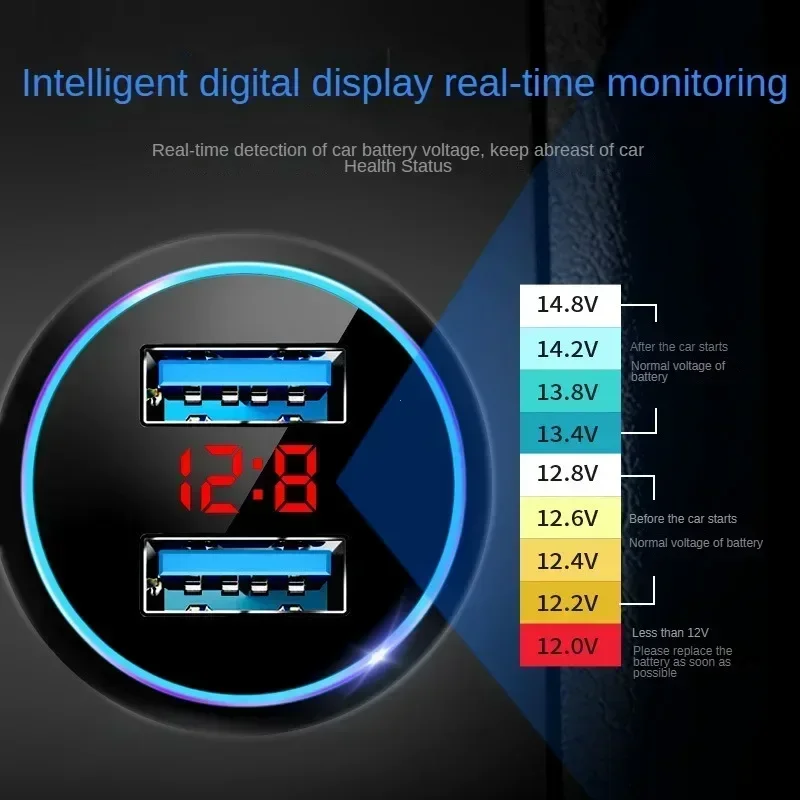 QC 3.0 Car Charger Multi-function Dual USB LED Display Voltmeter Monitors Car Cigarette Lighter Charger Adapter Car Supplies