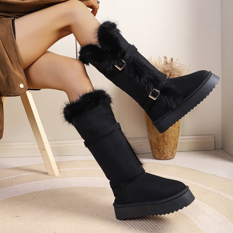 2026 Winter New Fashionable Hot Selling Sexy Warm Snow Boots for Women Round Toe Thick Sole Comfortable Casual Mid Length Boots