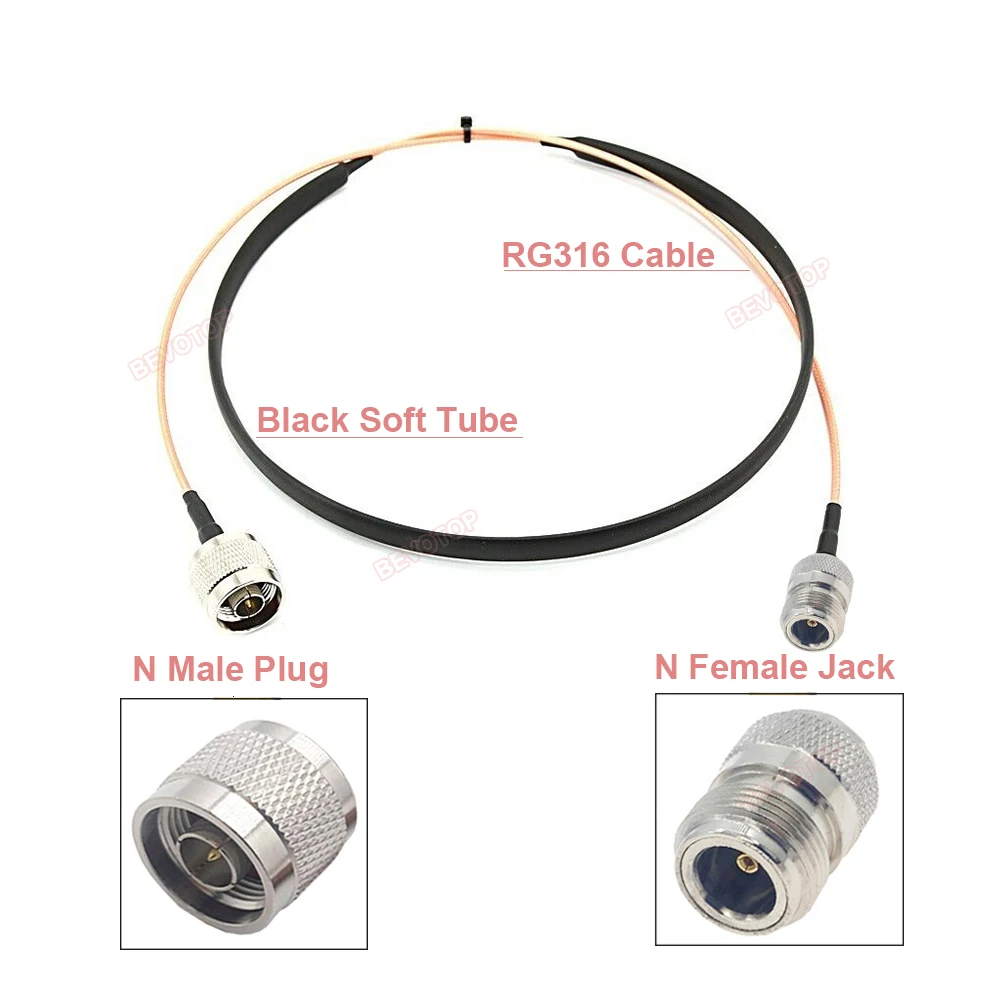 RG316 Door / Window Pass-Through Tube RF Coaxial Cable N Male to N Female RG316 50Ohm Cable Extension Jumper