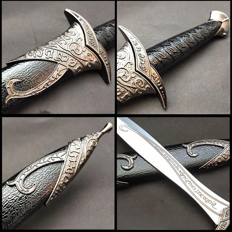 ดาบสั้นขนาด 28 ซม./11.02 นิ้ว พร้อมปลอกดาบ อุปกรณ์เสริมสำหรับเกม คอสเพลย์ฟรอโด อาวุธจำลอง ของเล่นสะสม ของขวัญวันเกิด