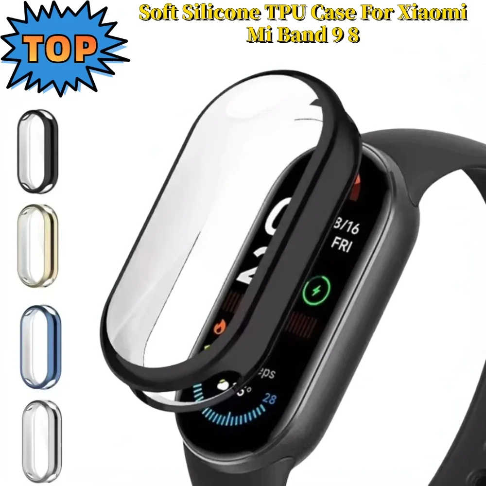 กรณีTPUนุ่มสําหรับXiaomi Mi Band 9 Smartwatchหน้าจอซิลิโคนProtector ShellสําหรับXiaomi Mi Band 8 Mi Band 9 กรอบฝาครอบกันชน