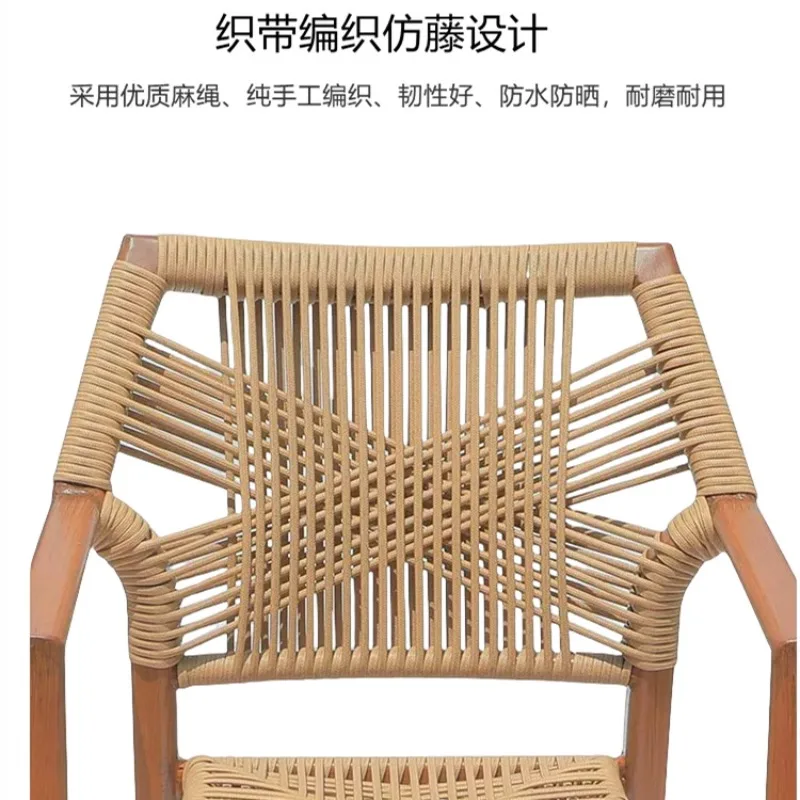 Scenic hotel balcony furniture courtyard garden ribbon chair cafe handmade rattan outdoor leisure tables and chairs