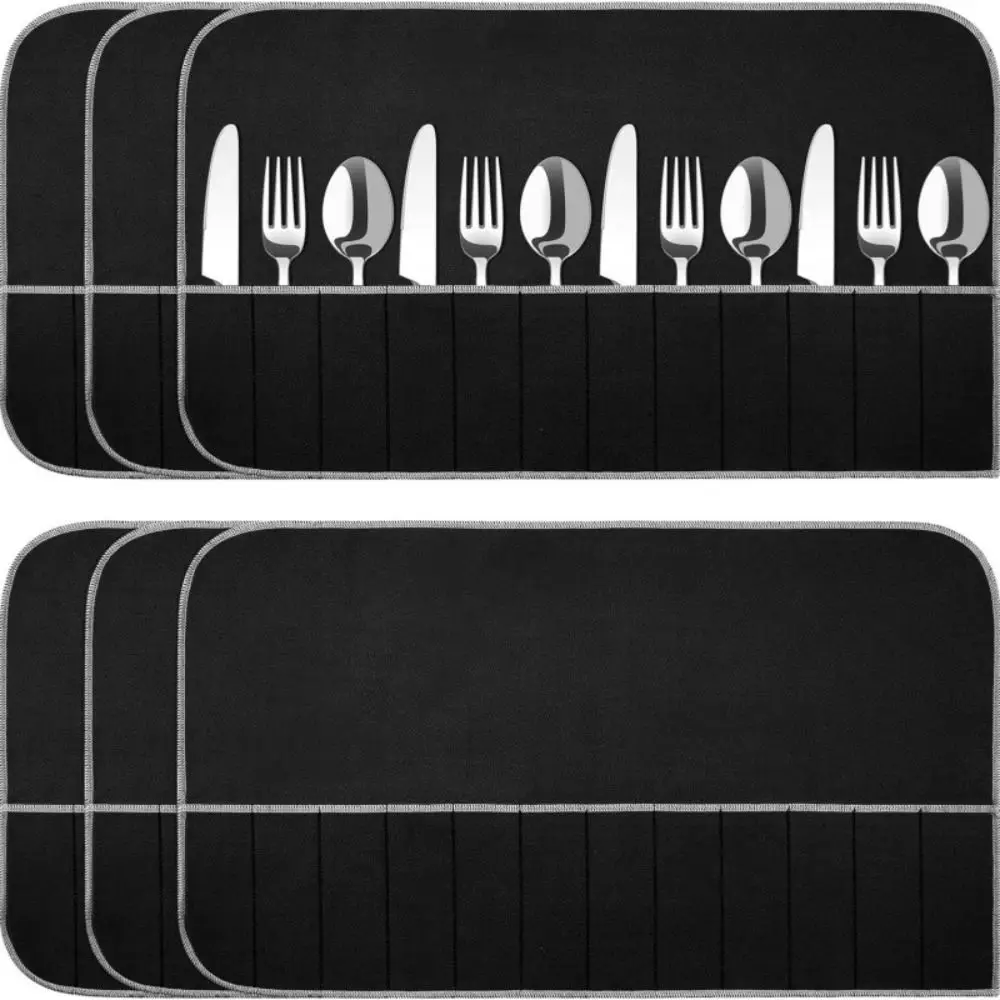 Portable Felt Silverware Storage Bag Anti Tarnish Large Capacity Utensils Organizer Tableware Dust Bag Kitchen