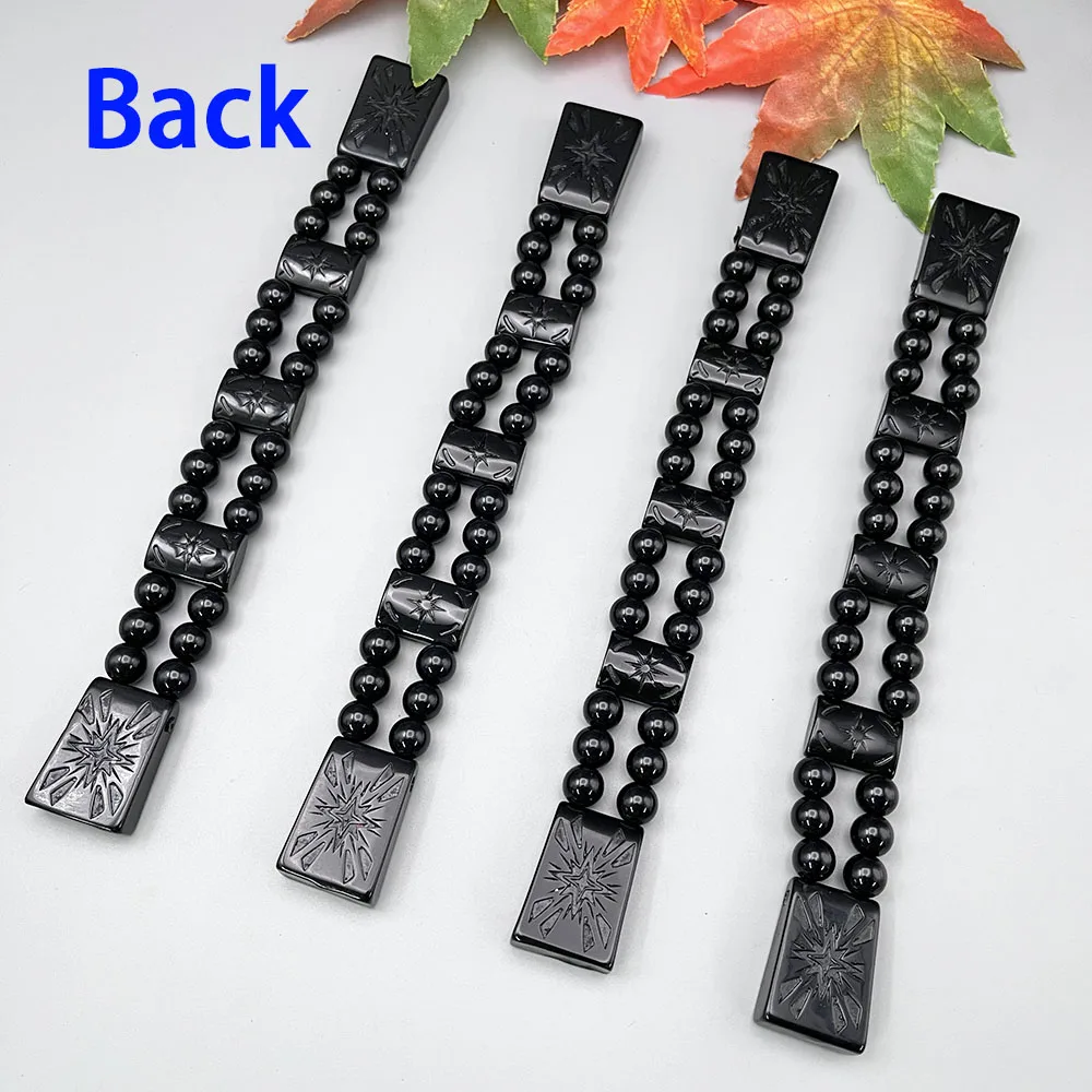 NJ134 NEW CHETKI Fold Flip Stress Relief Meditation Exquisite Patterns Dice Poker Star Wellhead Black Beads Rosary Ornament