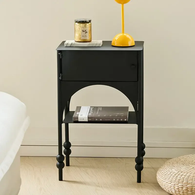 Cream Nightstand, Compact Bedside Table for Bedroom, Creative Home Storage Shelf, Aesthetic Decor Accent Piece