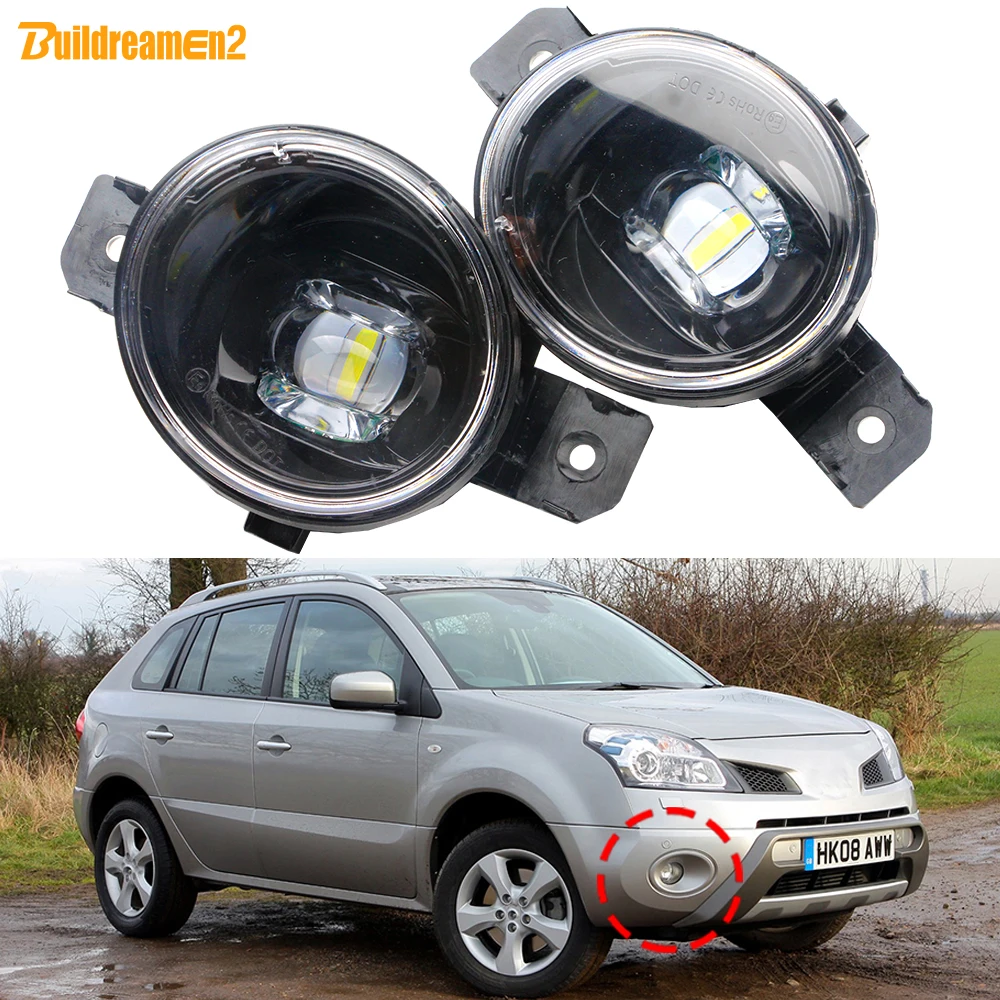 2 X 30W Car LED Lens Fog Light Assembly DRL H11 12V For Renault Koleos HY (Pre-Facelift) 2007 2008 2009 2010 (Not Fit Facelift)