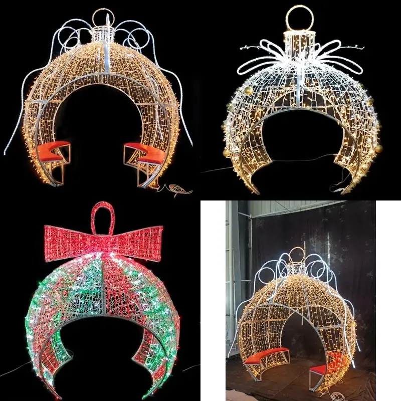 Custom Commercial Outdoor Garden Project Decoration 3D Large Led Decoration Theme Ball Light Christmas Theme Light
