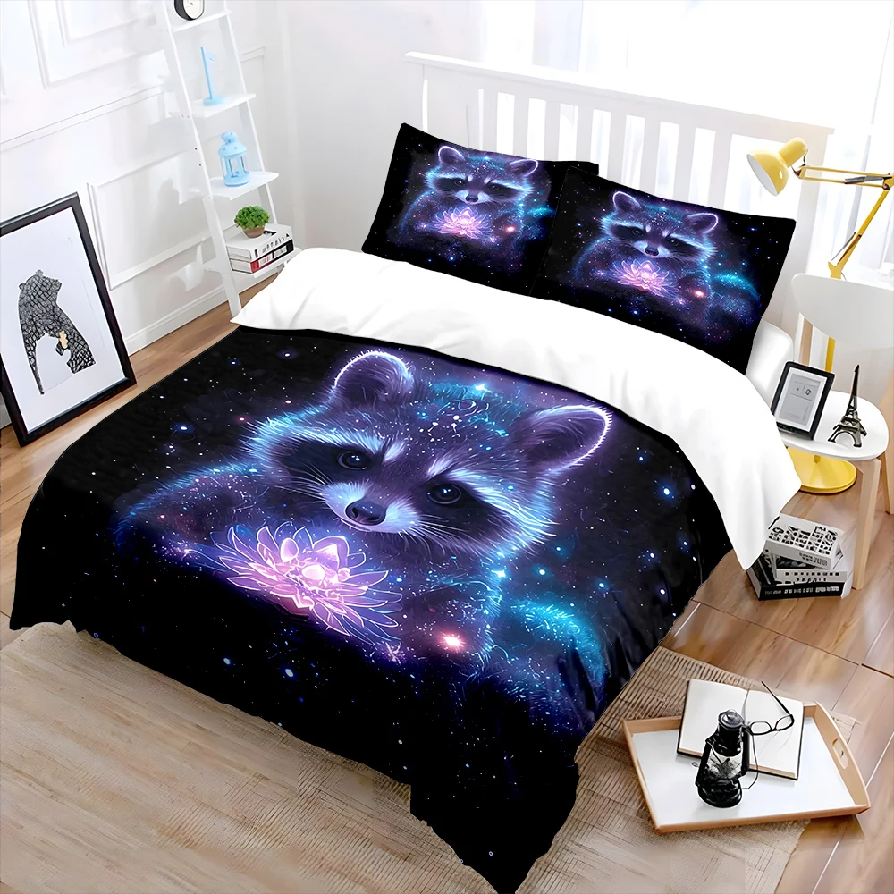 Dreamlike Lights in Night Sky Bedding Set for Kids Luxury Gift 3pcs Digital Print Comforter Set Soft Comfortable Breathable