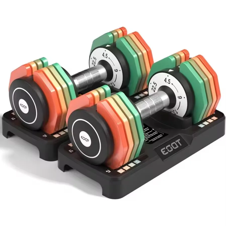 

Adjustable Dumbbells Set Single 12.5LB 22.5LB 55LB 5 in 1 Free Adjustable Dumbbell Set with AntiSlip Handle Rainbowcolored Weig