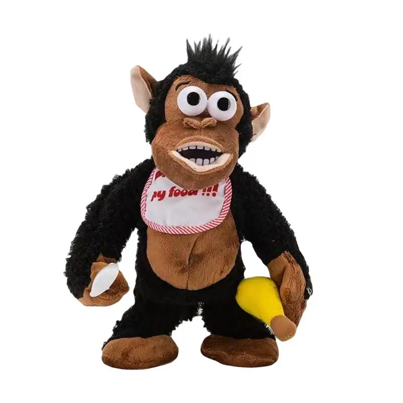 

Электрическая игрушка-обезьянка, ест банан, забавная игрушка-стресс для взрослых, плюшевая магнитная обезьяна-горилла с питанием от батареи для офиса