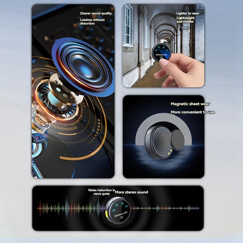 ميكروفون Lavalier لاسلكي مغناطيسي لتسجيل الصوت والفيديو مع علبة شحن