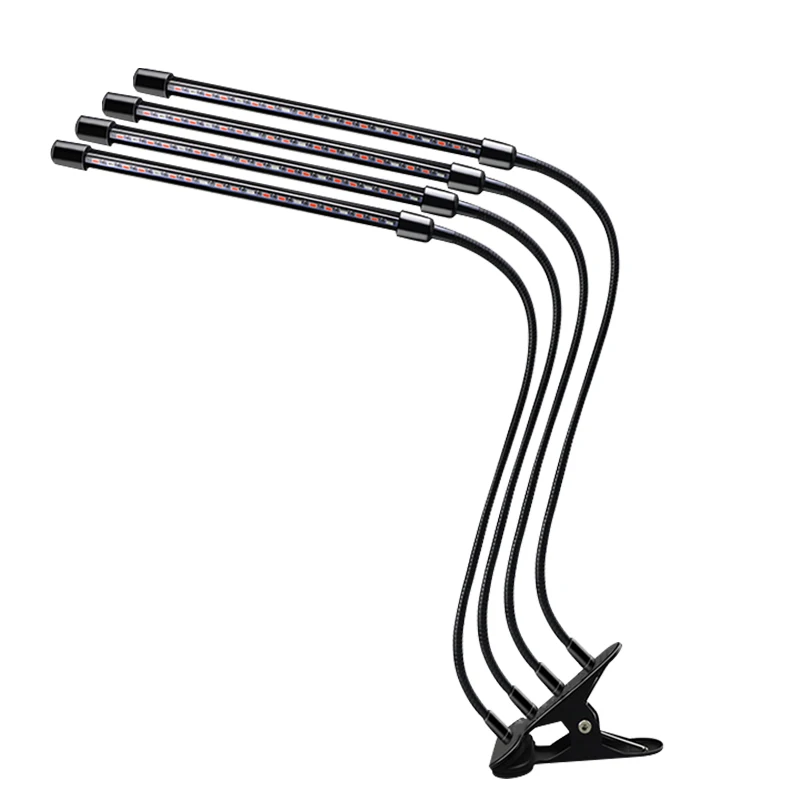 

4 Head Dimmable Clip LED Grow Light Lamp Plants Grow Tube with Tripod Stand for Indoor Plants