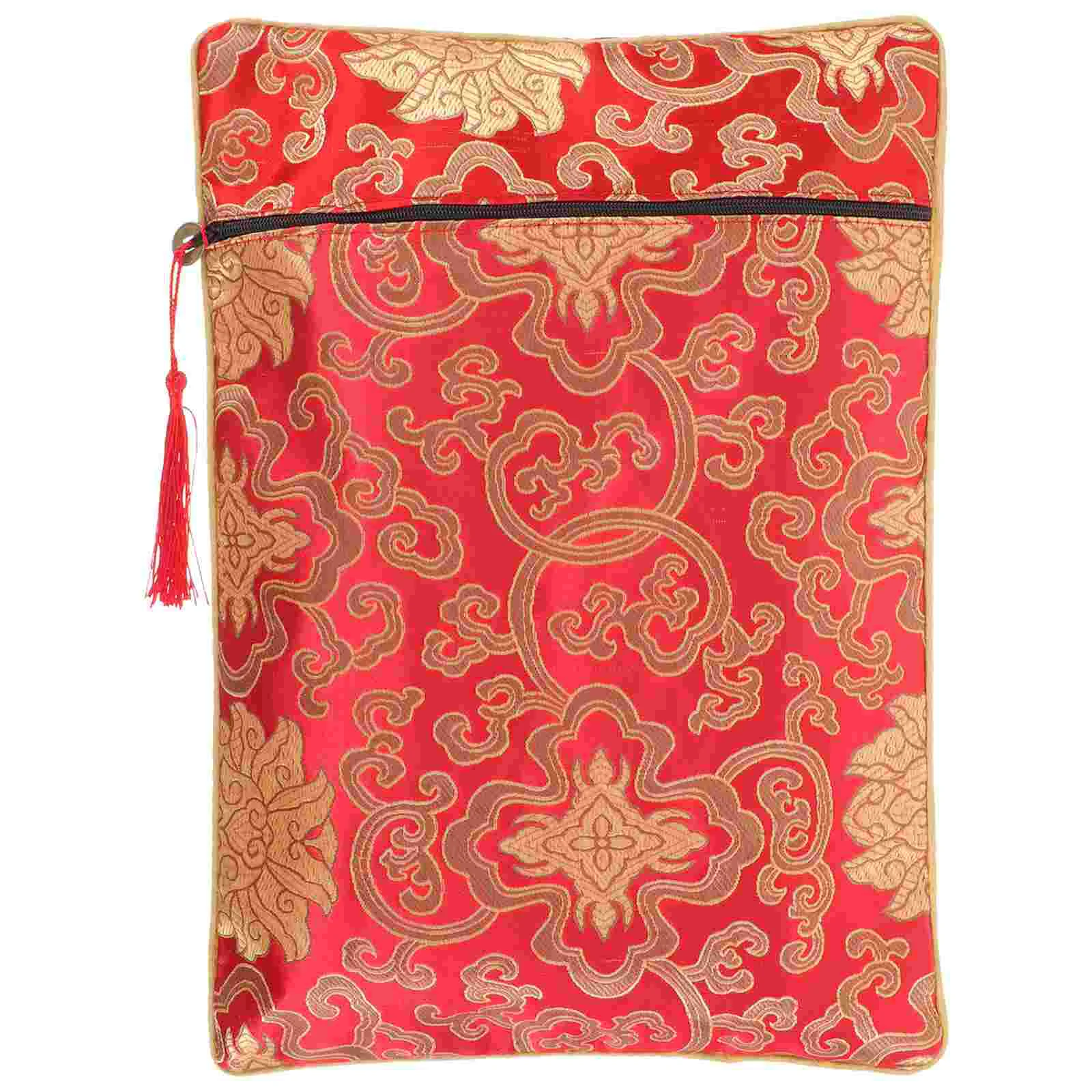 Chinese Bag Scriptures Pouches Holder Sundries Containers Jewelry Bags Cotton Small Gift with Knot Covering Brocade