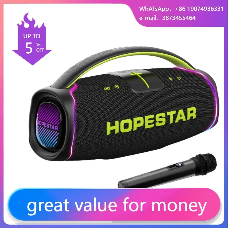 

Hopestar Outdoor Portable Subwoofer Wireless Speaker A65 Bluetooth Speaker Connectivity Parties With Handle Colorful Light