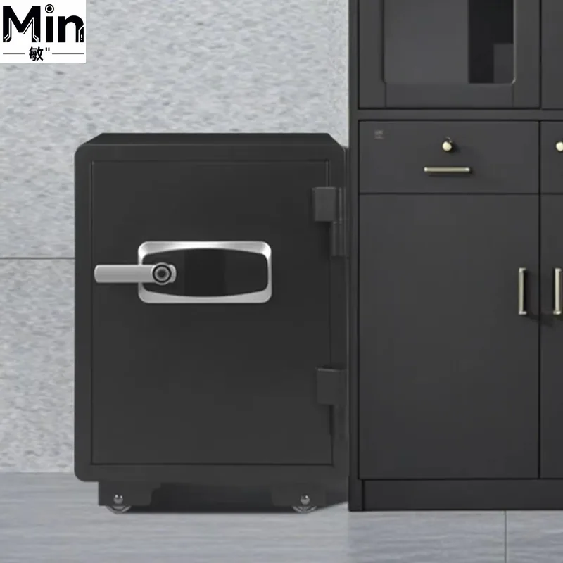 2024 New Black Fingerprint Digital  Fireproof Safe Box with Emergency Key for Letter Size Document Storage Laboratory
