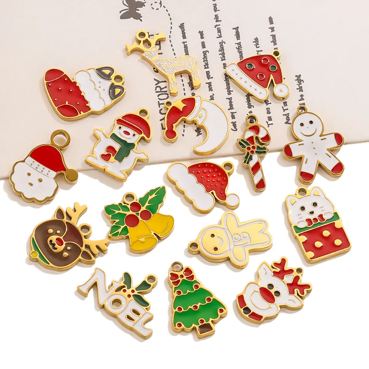 4pcs Christmas Charms Stainless Steel Enamel Candy Reindeer Pendant for DIY Necklaces Bracelet Jewelry Making Findings Wholesale
