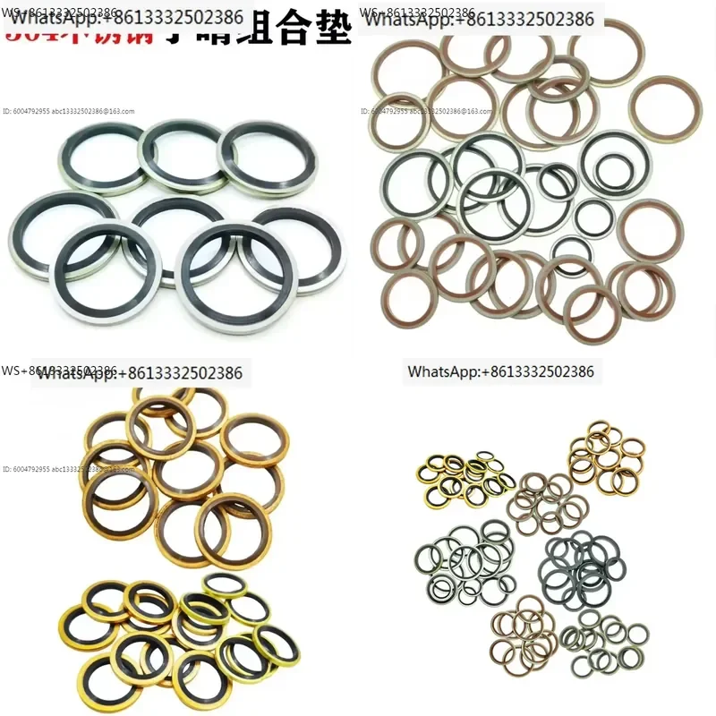 JB982 rubber 304 stainless steel semi wrapped combination gasket fluorine rubber O-ring hydraulic oil seal UN sealing ring