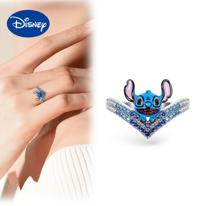 

Disney Cartoon Lilo & Stitch Ring Anime Figure Stitch Angel Scrump Metal Alloy Couple Finger Ring Zircon Ring Jewelry Gift