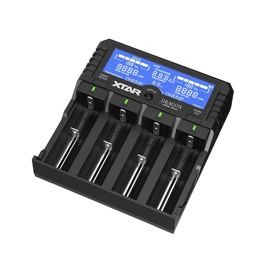 XTAR DRAGON VP4 PLUS 18650 Battery Charger Capacity Tester Checker Fast Charge Batteries Pack AAA AA C D Li-ion Battery Tester