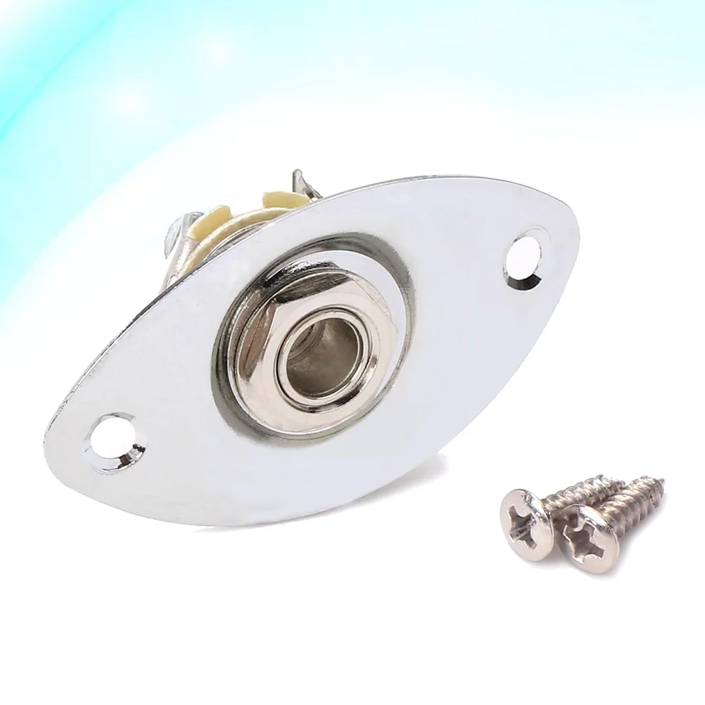 

1 Quarter Inch Chrome Guitar Jack Socket Indented Oval Plate Pickup Replacement Mount Screws for Electric Guitar Bass
