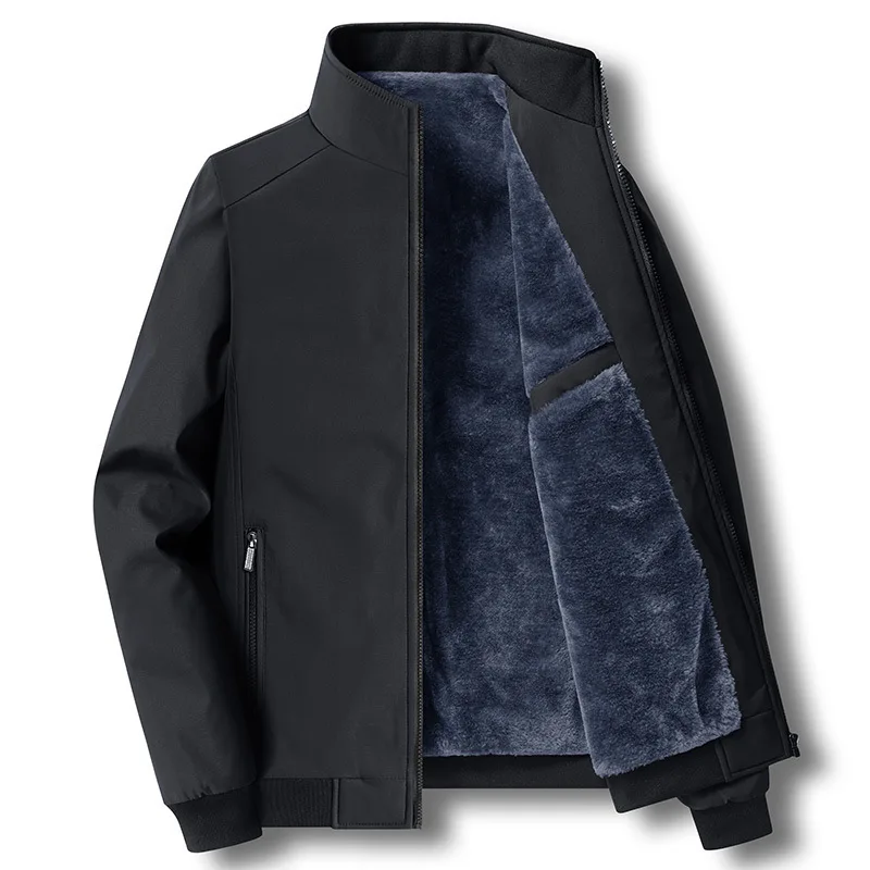  Autumn Winter Men Jacket Thicken Cold-proof Stand Collar Men Coat Fashion Long Sleeve Business Casual Outerwear For Male