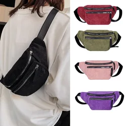 Corduroy Waist Bag Designer Zipper Chest Bag Sport Travel Girl Waist Belt Bags Fashion Phone Waist Pack for Women