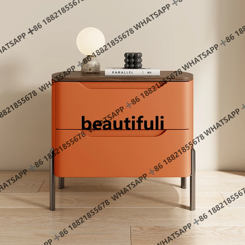

Creative 2025 new bedside table modern simple light luxury cream style high sense