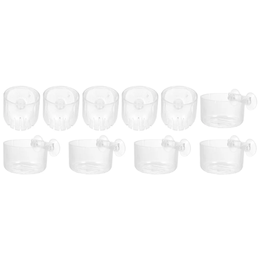 

10 Pcs Aquatic Plant Cup Suction Planter Aquarium Fish Tank Acrylic Bloodworm Feeders Bowl Supplies Shelf