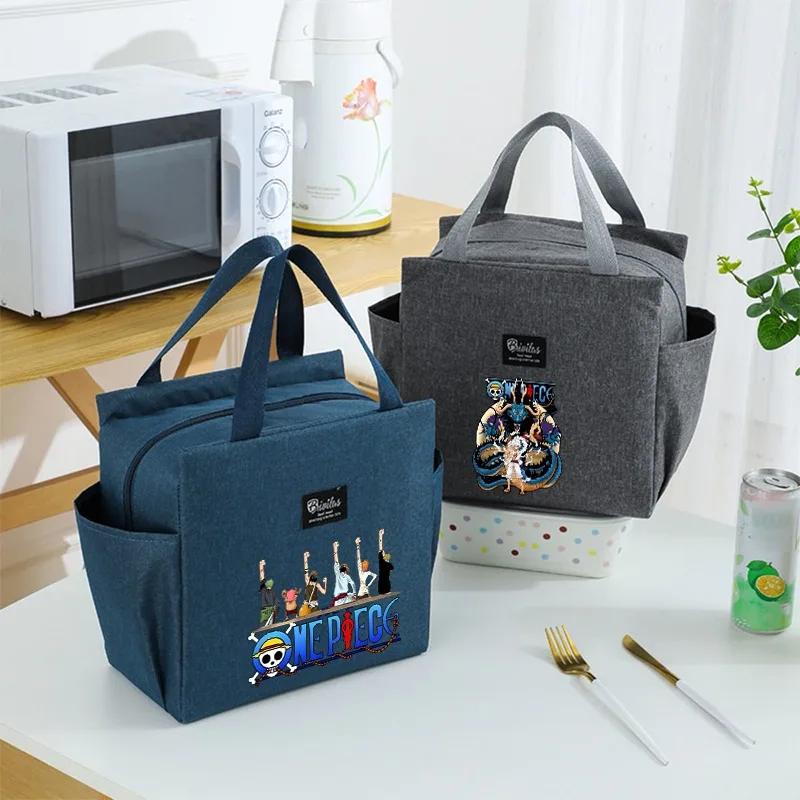 

One Piece Lunch Box Bag Zoro Luffy Cartoon Anime Pattern Printed Cooler Bags Outdoor Picnic Portable Large Capacity Handbags New