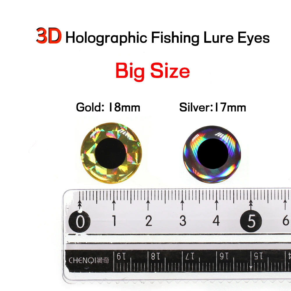 Elllv 50pcs/100pcs 17mm 18mm Big Size 3D Holographic Eyes for Fishing Lure Making Saltwater Flies Tying Jigs Craft Dolls