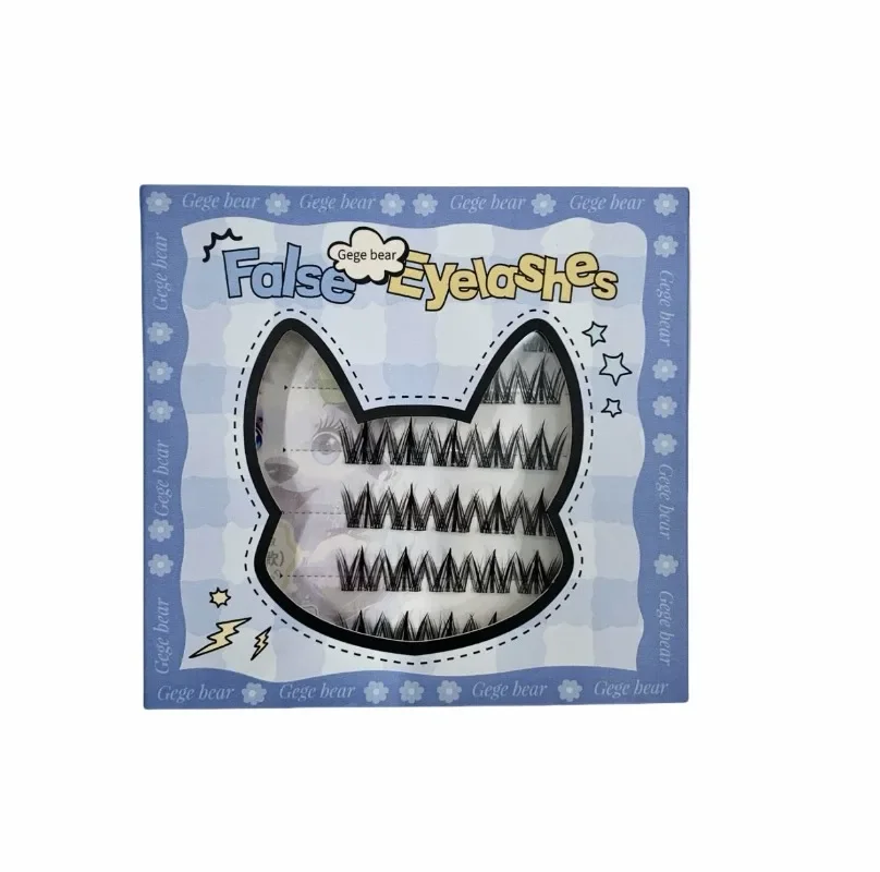 Gege urso sem cola sem cola cílios postiços alados grossos fofos diy comic raposa olhos efeito mix extensão de cílios reutilizáveis