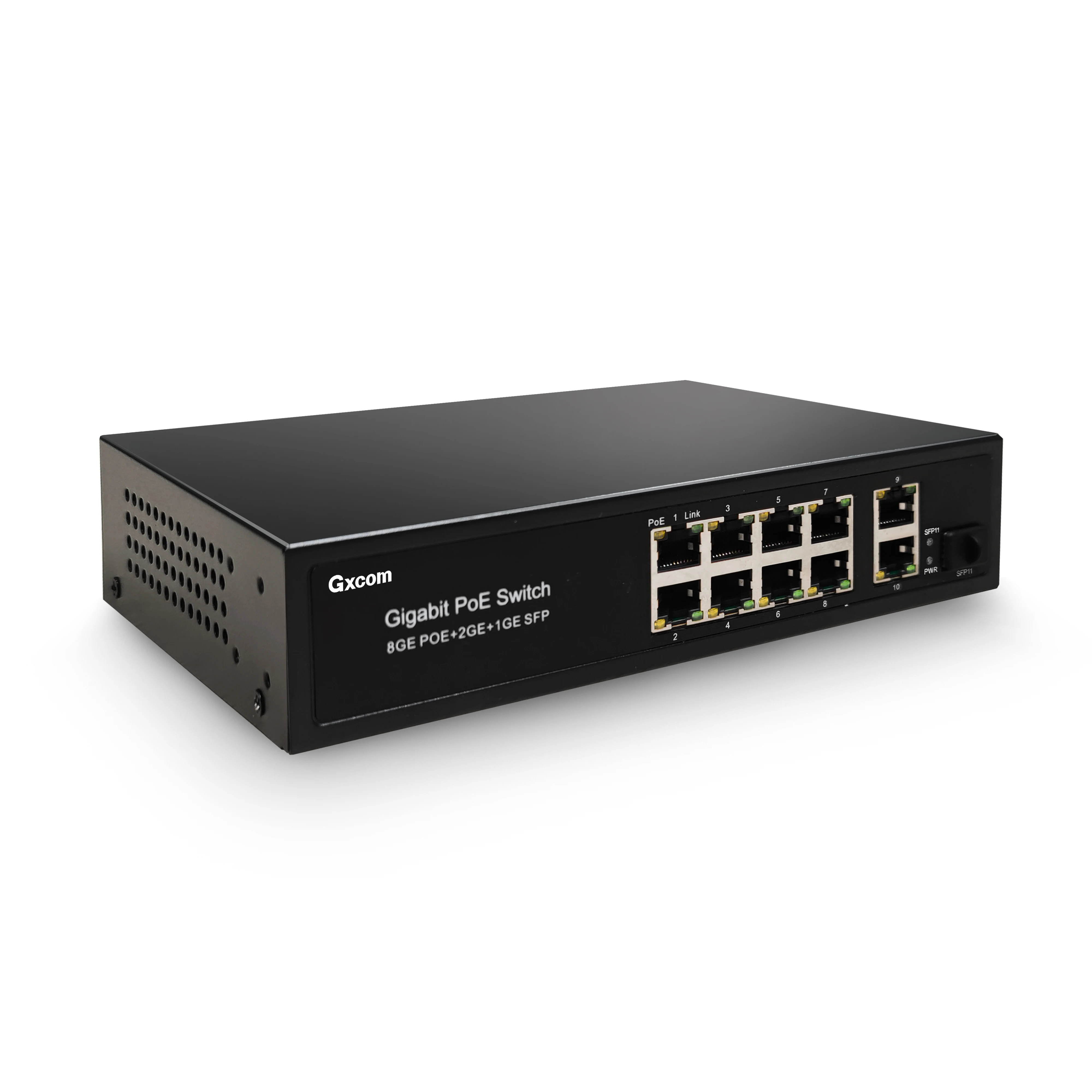 

Full Gigabit 8 port PoE switch with 2*1G RJ45 Uplink & 1*1G SFP uplink