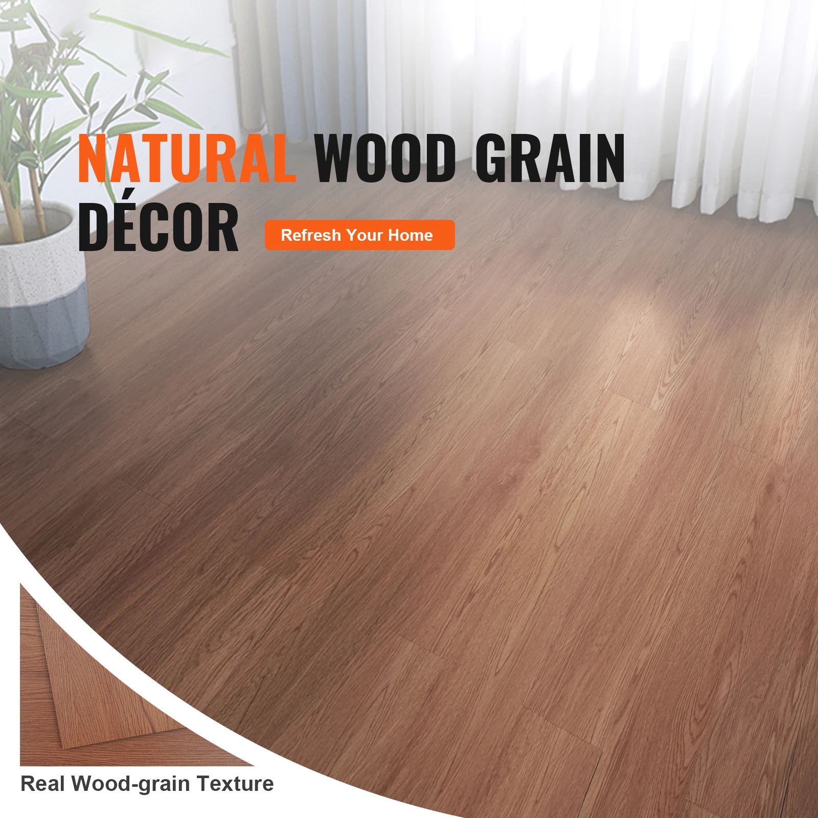 Self Adhesive Vinyl Floor Tiles 36 x 6 inch, 36 Tiles 2.5mm Thick Peel & Stick, Deep Brown Wood Grain DIY Flooring for Kitchen, Dining Room, Bedrooms & Bathrooms, Easy for Home Decor