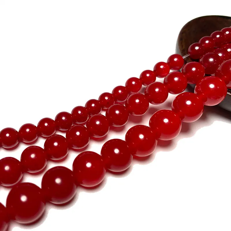 Wholesale Ruby Color Red Chalcedony Round Natural Stone Beads For Jewelry Making Diy Bracelet Necklace Accessories 4/6/8/10/12mm