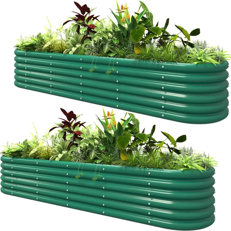 

8ft X 2ft X 1.4ft Metal Modular Raised Garden Bed - 17" Tall, 12-in-1 Planter Box for Growing Flowers, Herbs