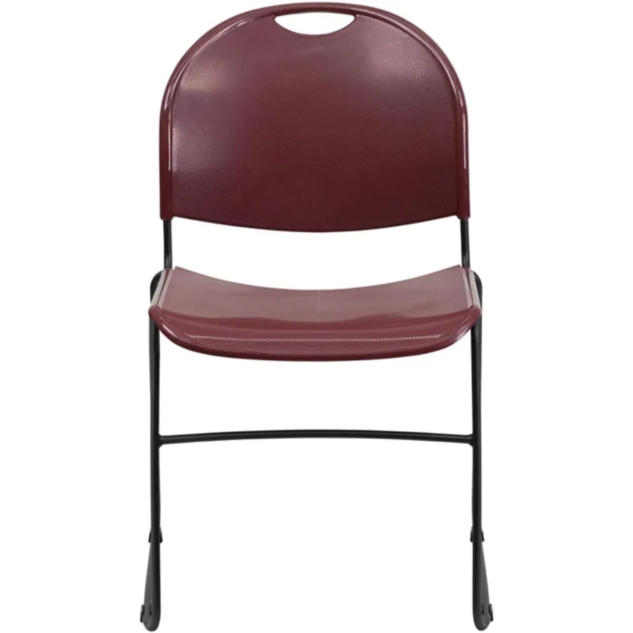 سلسلة هرقل 880 رطل. كرسي مكدس UltraCompact باللون العنابي مع إطار مطلي بالمسحوق الأسود للأماكن الداخلية والخارجية المدمجة #6