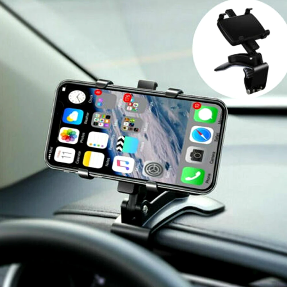 Dashboard Sun Visor Mount Car Phone Holder Clip Stand Telescopic GPS Dash Display Mobile Bracket for iPhone Samsung Xiaomi HUD