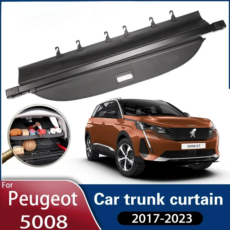 

For Peugeot 5008 2019 Accessories P87 2017~2023 Car Rear Trunk Curtain Cover Rear Rack Partition Shelter Decoration Accessories